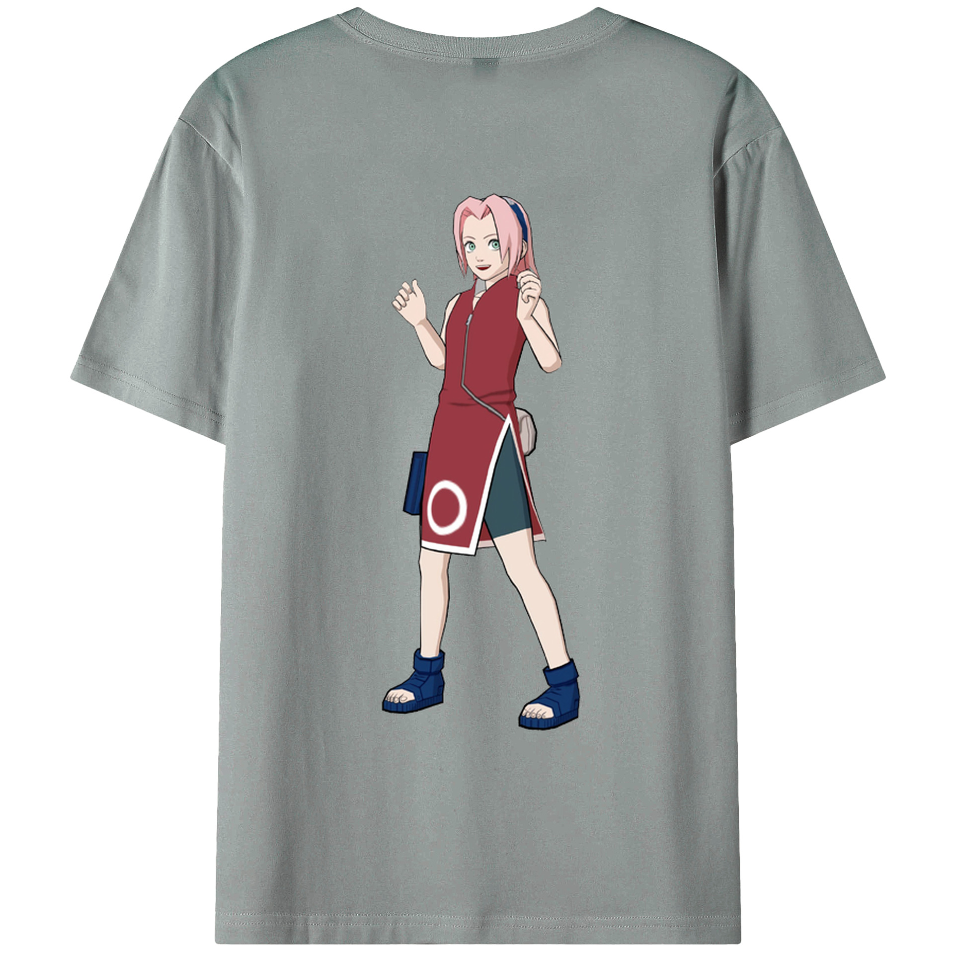 （画像用） NARUTO -ナルト- 春野サクラ Haruno Sakura 綿100％ メンズ半袖Tシャツ（バックプリント） 通気性